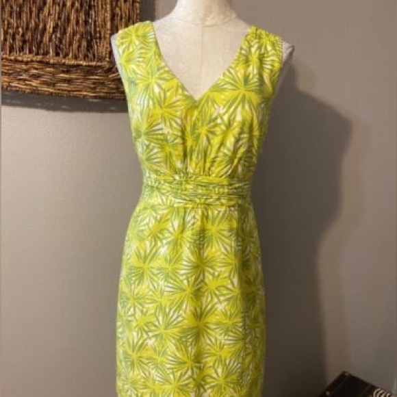 Boden Lime Green Sleeveless Midi Floral Dress 2P - Picture 3 of 4